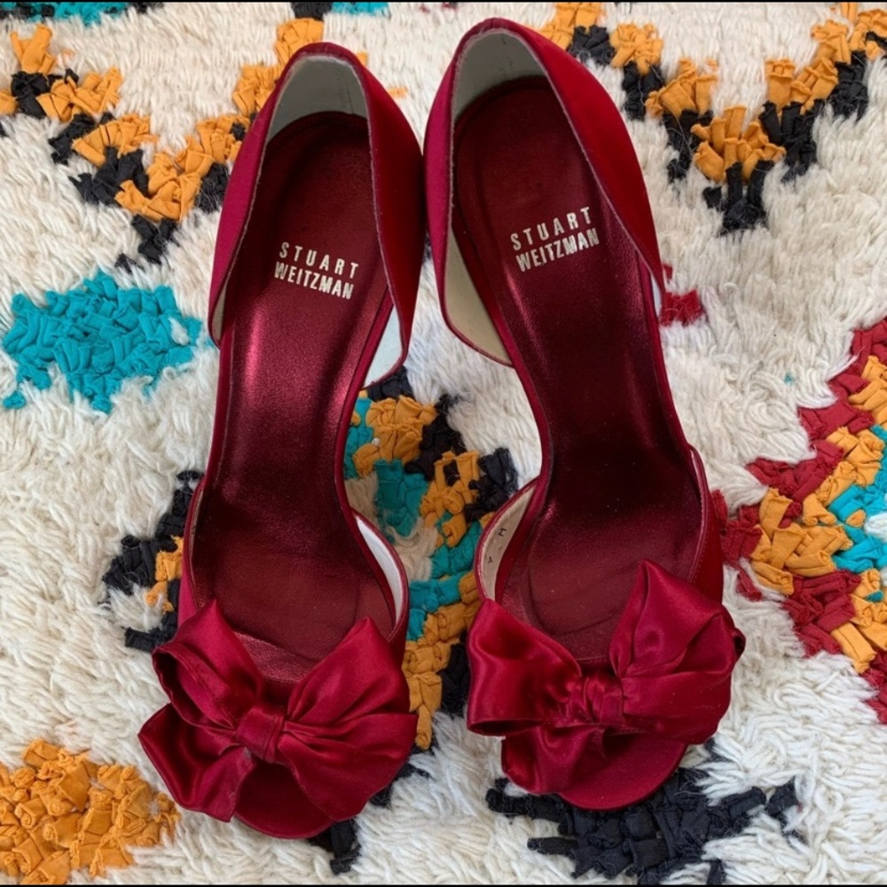 Luxe Fashion Red Bow heels Stuart Weitzman